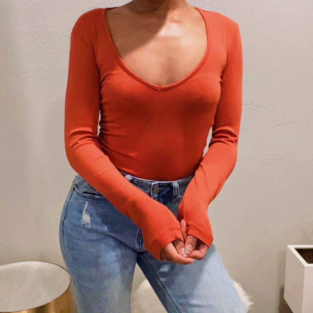 Kookai V Neck Long Sleeve Top